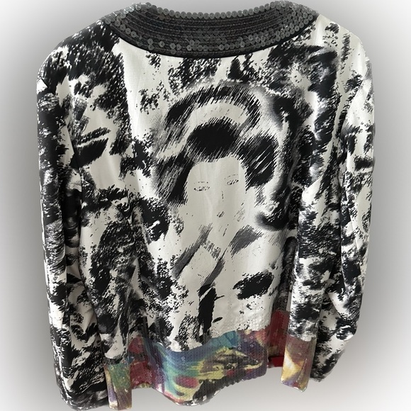 Chico’s Size 2 Geisha Girl Jacket Sequin embellishments around neck and edge - Picture 4 of 17